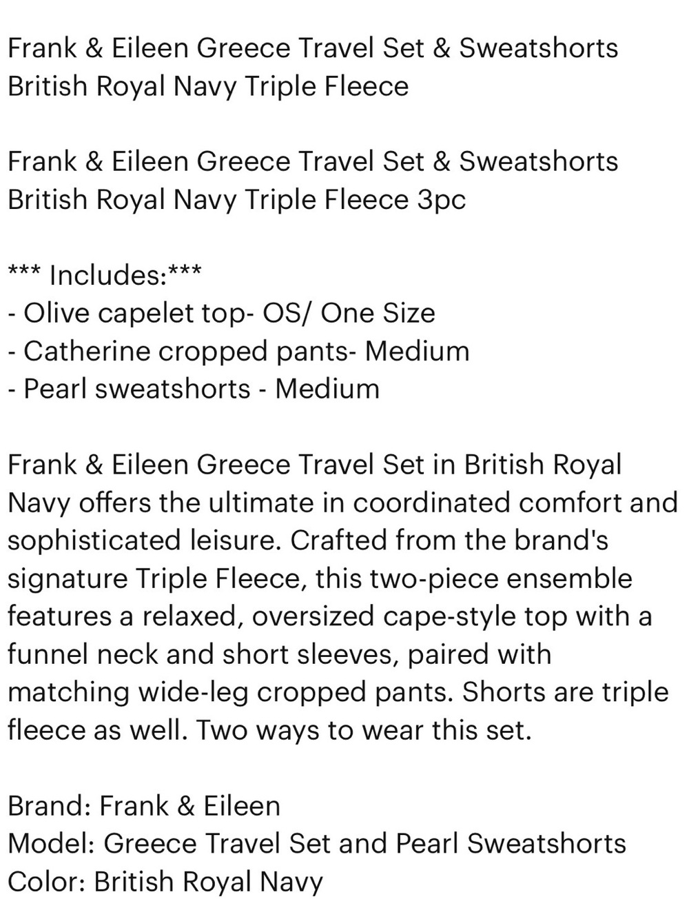 TRIPLE FLEECE 3️⃣ Frank & Eileen ~ Olive top, Catherine pants + matching shorts - Picture 6 of 12